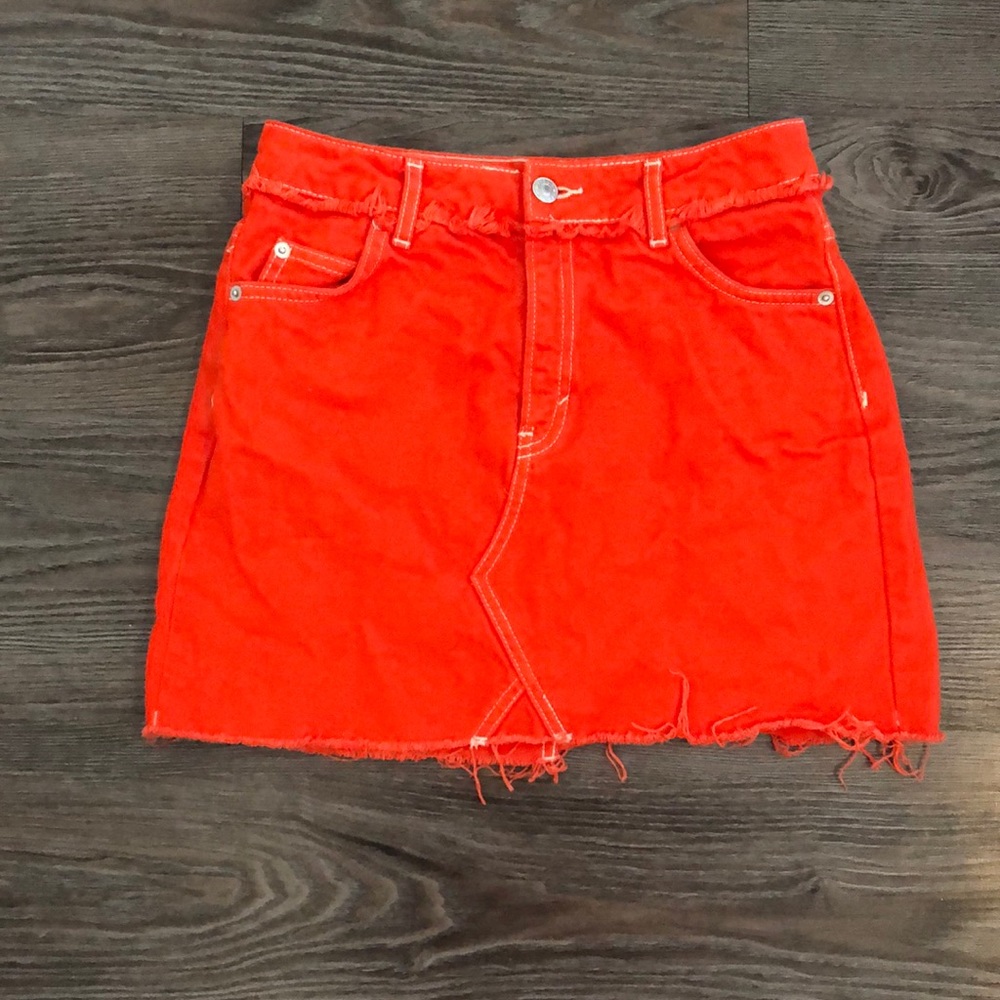 Orange jean skirt